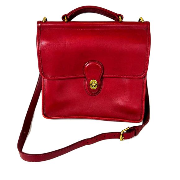 Coach Vintage 9927 Willis Red Leather Brass Top Handle Satchel Shoulder Bag - Picture 1 of 16